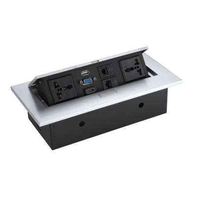 Motorized multi HDMI desktop pop up power socket box with USB outlet