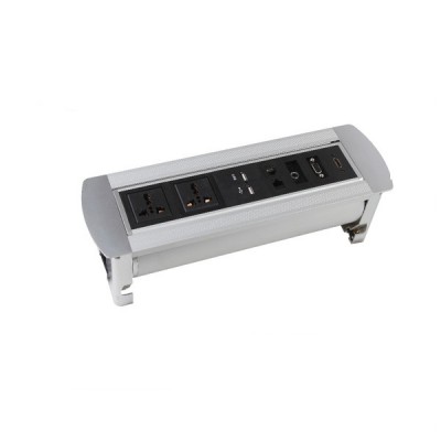 Motorized Conference Switch Rotate Table Power Socket With Outlet Cables Desktop  Socket